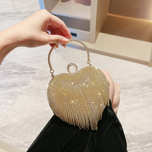 Dinner Love Heart Tassel Banquet Clutch Evening Bags