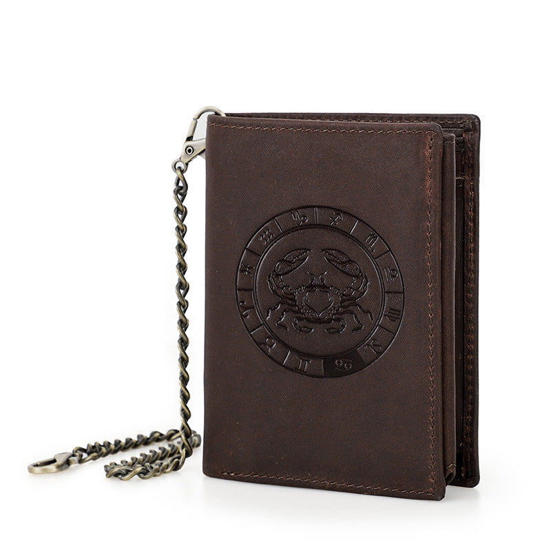 Men's Man Retro Crazy Horse Vertical Twee Men's Wallets