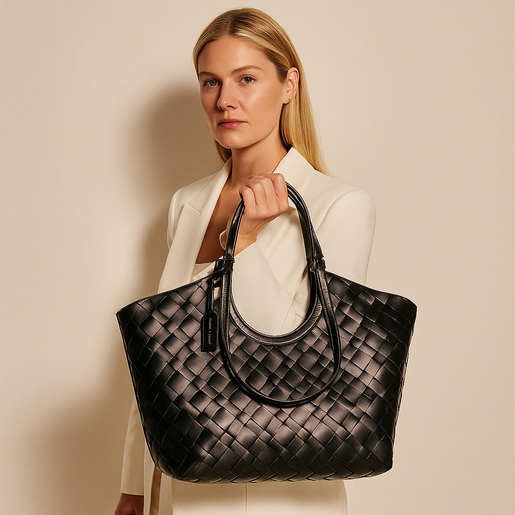 Women's Diamond Woven Large Capacity Fashion Shoulder Bags