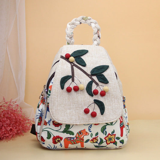 Style Cherry Three-dimensional Artistic Pastoral Fashion Backpacks