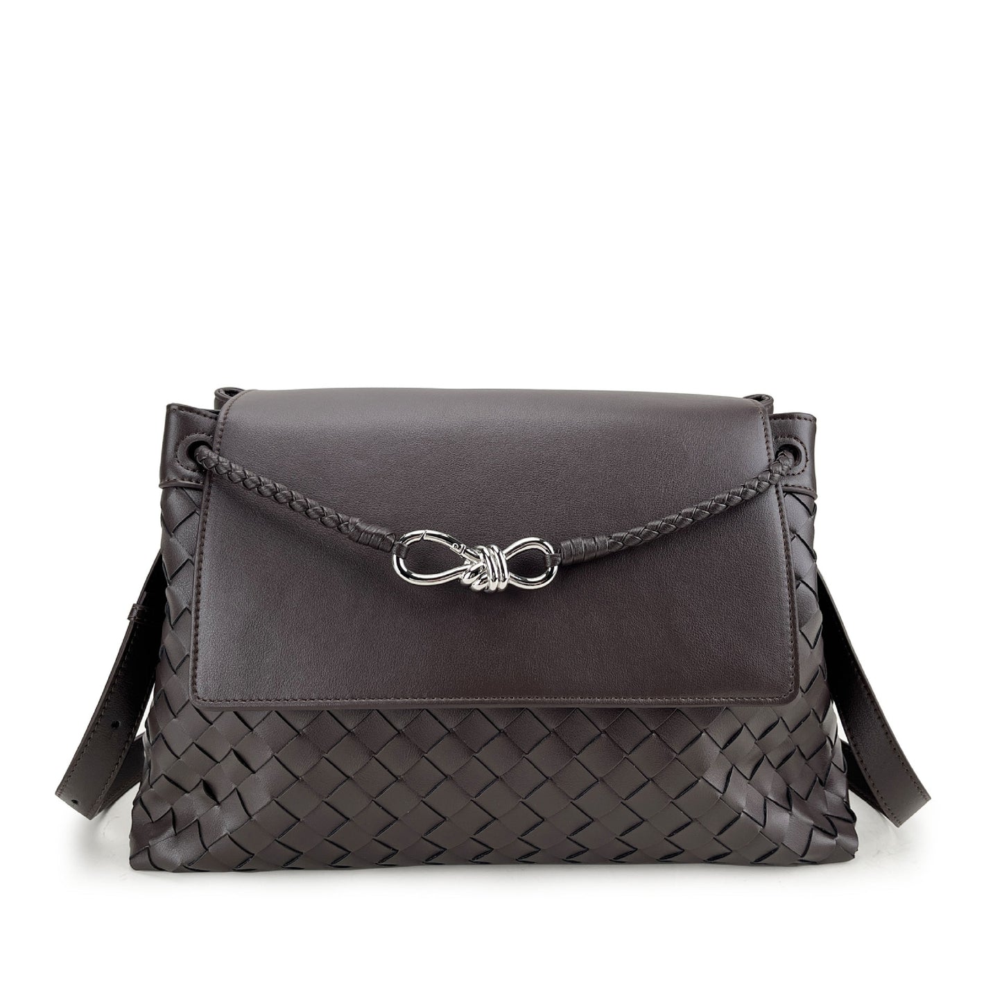 Leather With Sier Butterfly Clasp Large Crossbody Bags