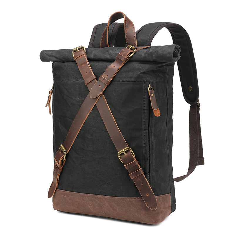 Retro Waterproof Oil Wax Canvas Crazy Backpacks