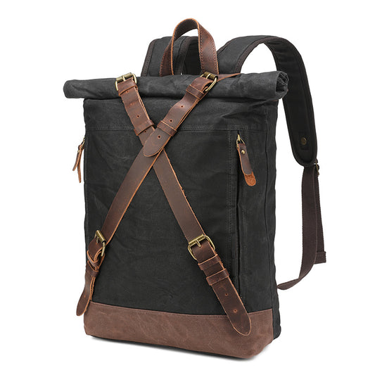 Retro Waterproof Oil Wax Canvas Crazy Backpacks