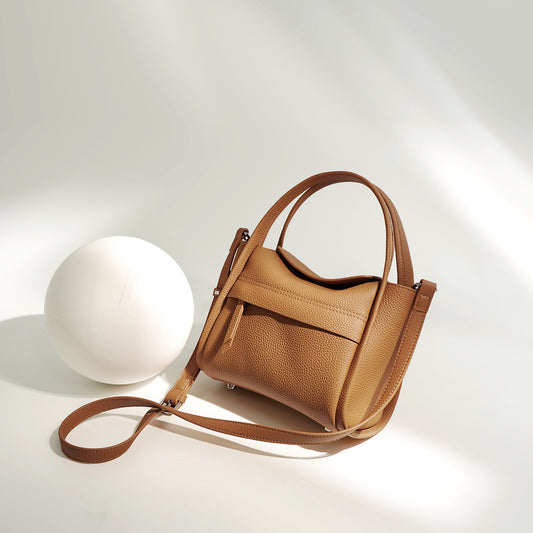 Women's Ingot Vegetable Basket Top Layer Cowhide Crossbody Bags