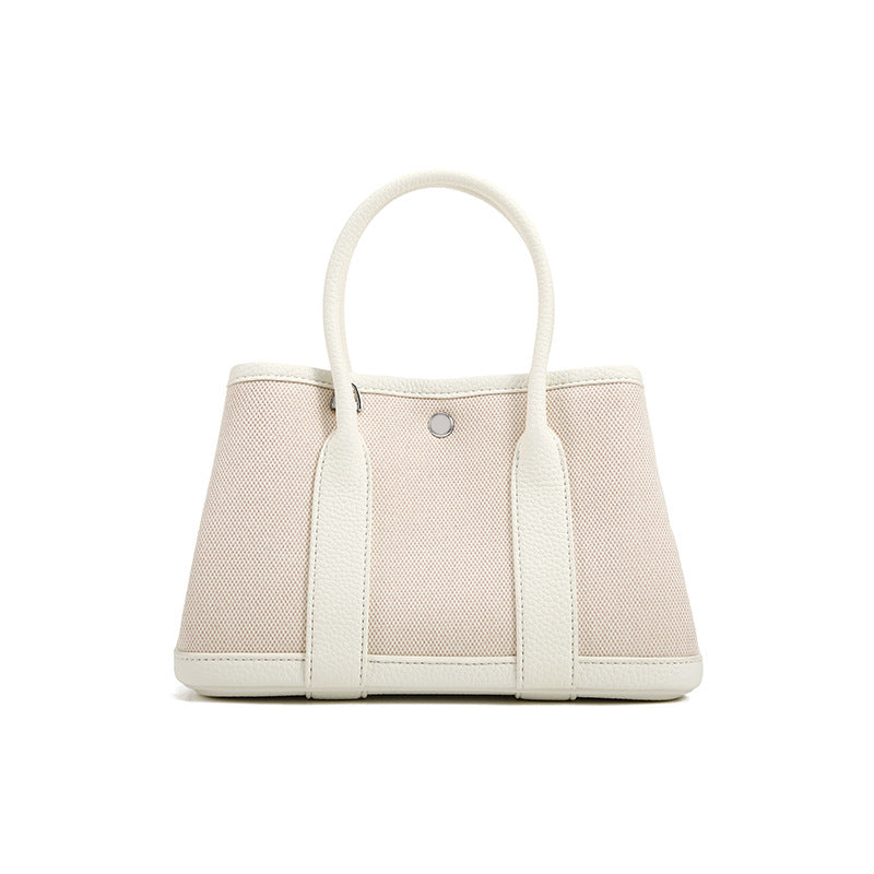 Layer Cowhide With Canvas Version Genuine Tote Bags