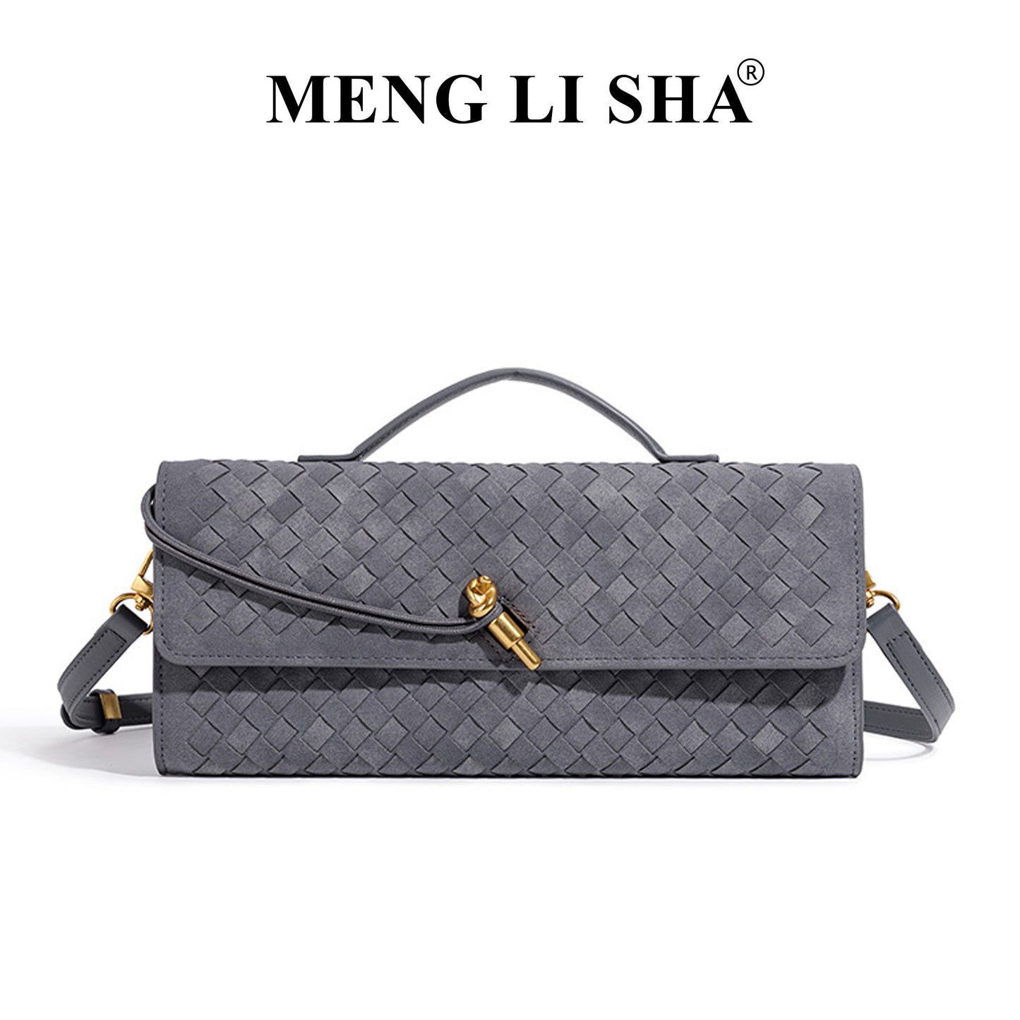 Frosted Suede Hand-woven Baguette Commute Leisure Shoulder Bags