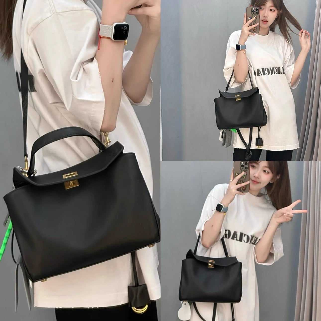 Women's Smooth Calfskin Portable Underarm Leisure Commute Shoulder Bags