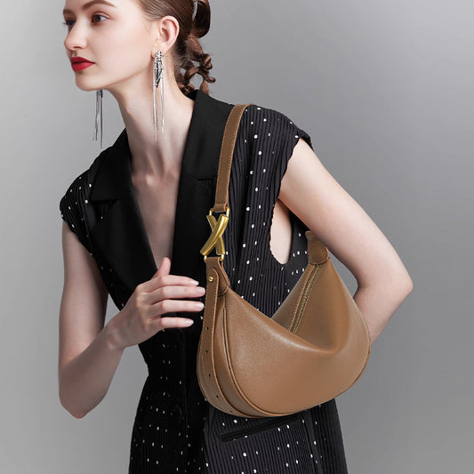 Women's Leather Underarm Selenodont Soft Cowhide High-grade Crossbody Bags