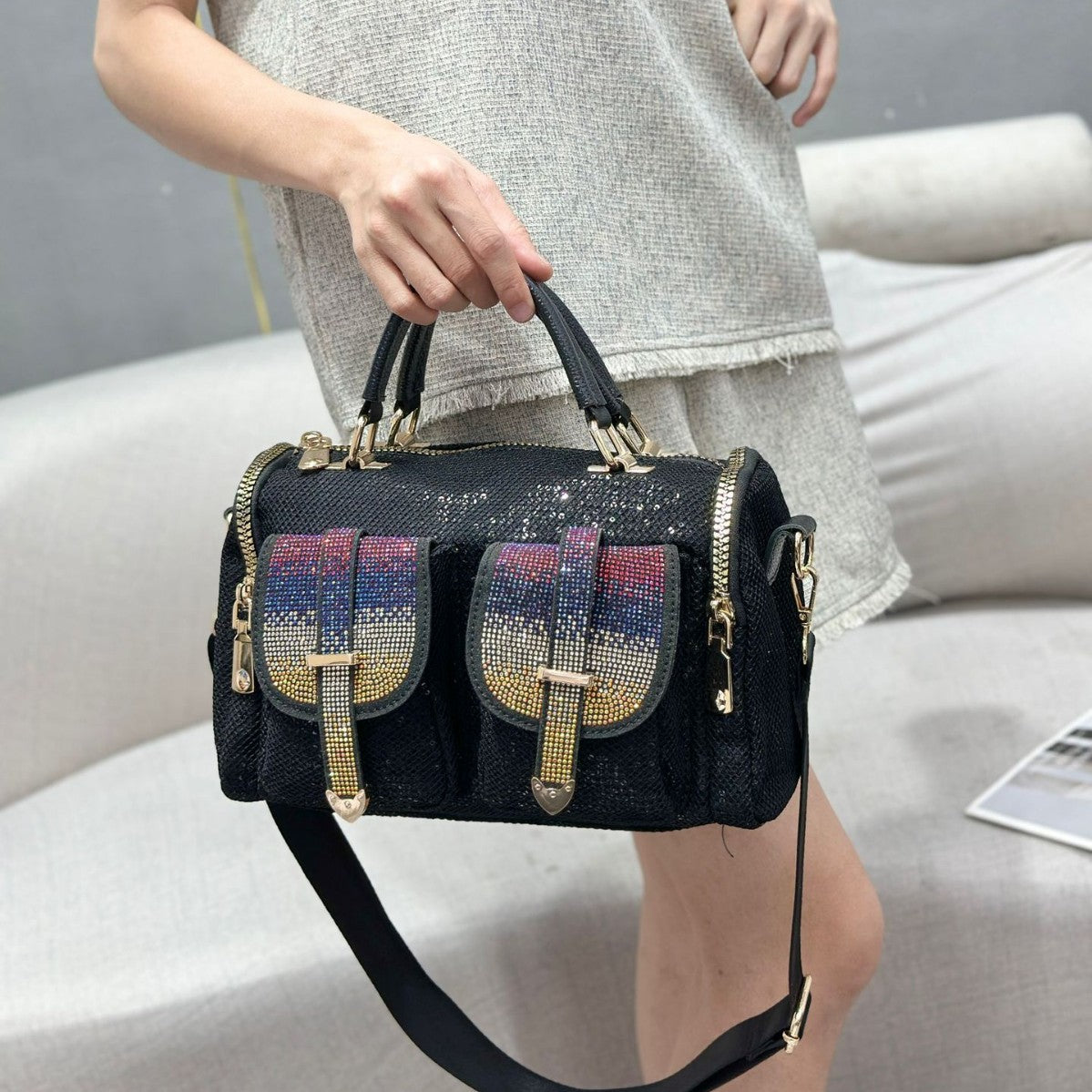 Creative Women's Rhinestone Sequins Large Capacity Bags