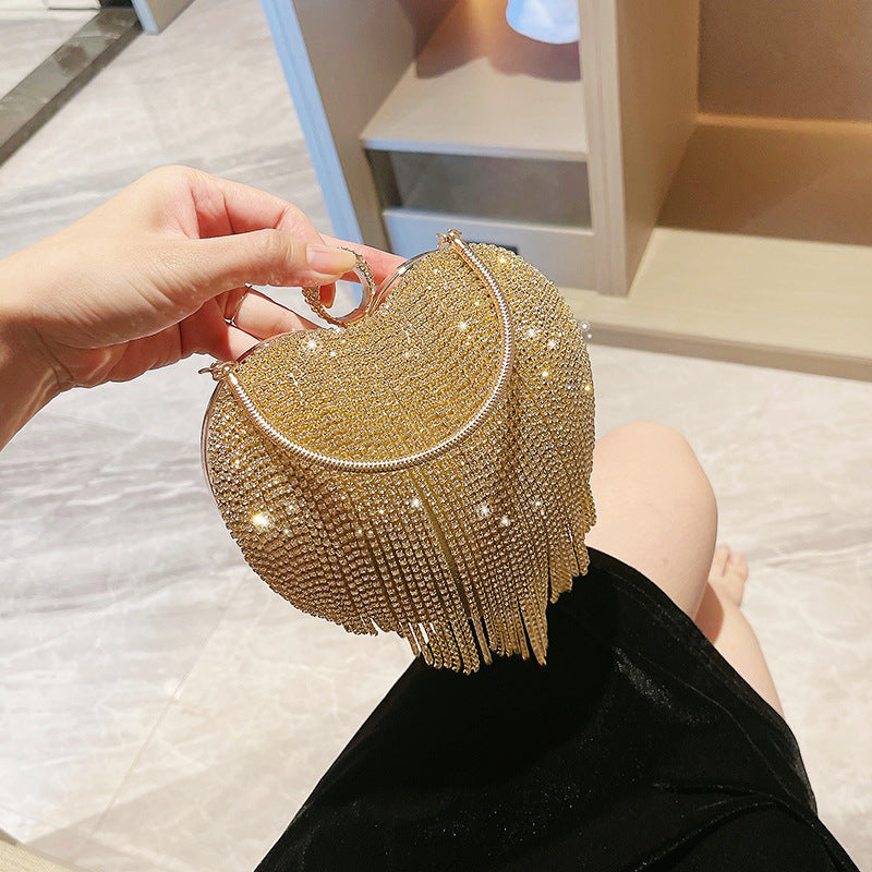 Dinner Love Heart Tassel Banquet Clutch Evening Bags