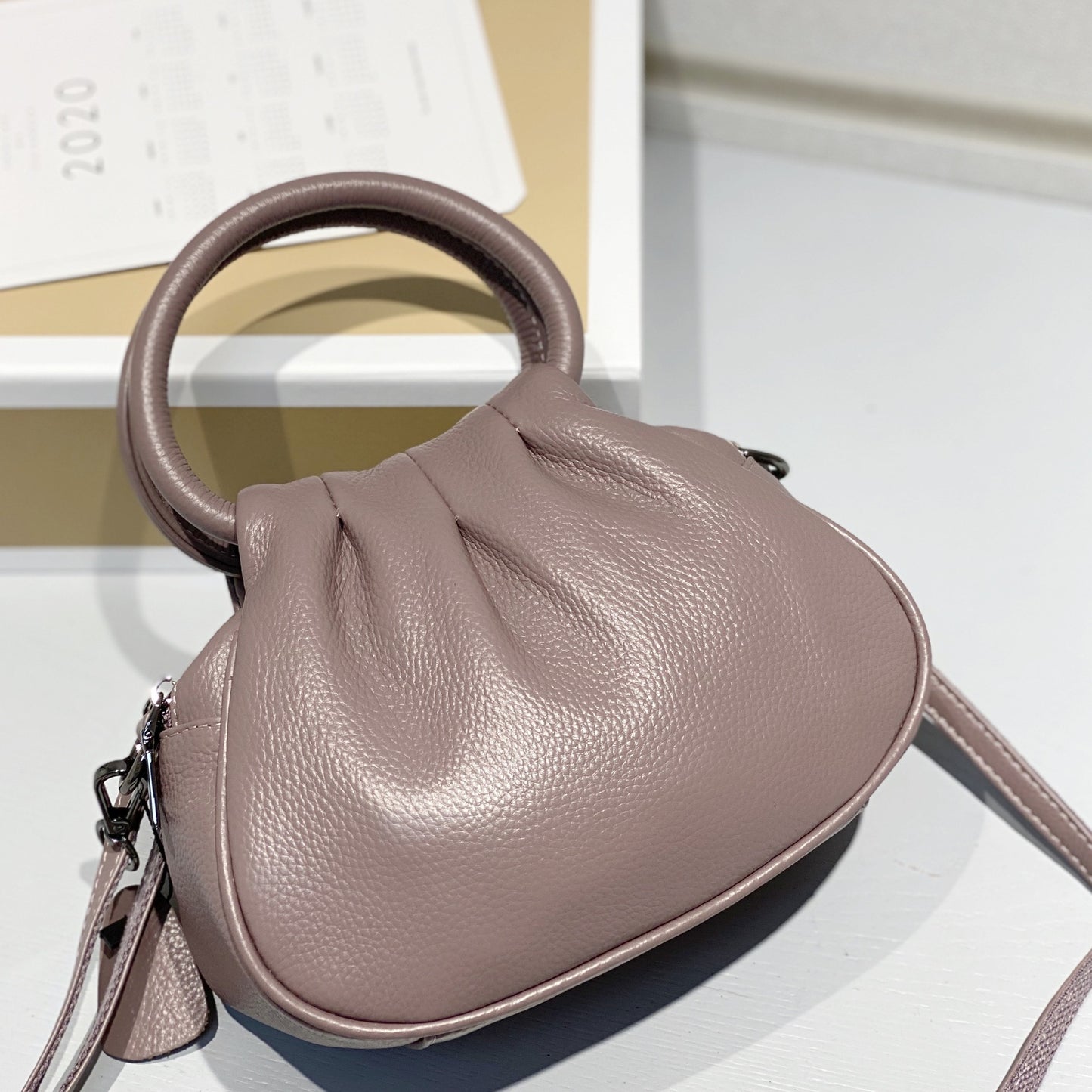 Women's Female First Layer Cowhide Leather Cloud Bags
