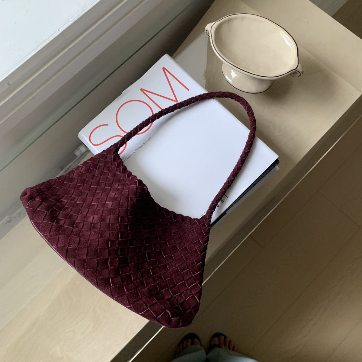 Women's First Layer Frosted Cowhide French Food Bags