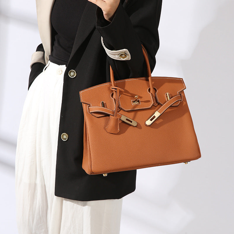 Women's Line First Layer Cowhide Handmade Genuine Bags