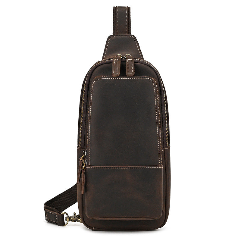 Men's Genuine Leather Retro Crazy Horse Cowhide Men's Chest Bags