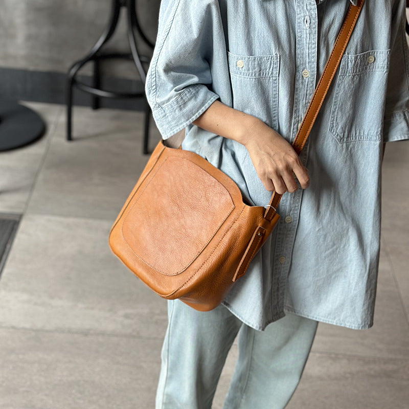 Women's Tanning Leather For Style Simple Cowhide Crossbody Bags