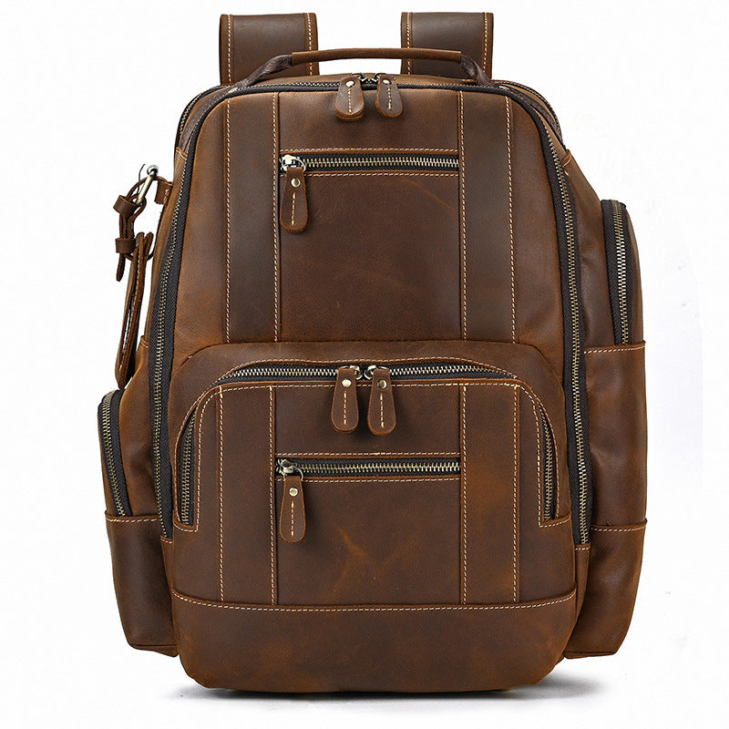 Men's Crazy Horse Leather Large Capacity Retro Backpacks