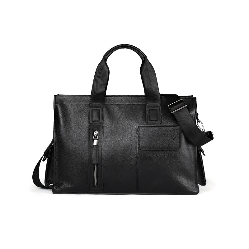 Men's Top Layer Cow Leather Computer Large Capacity Men's Handbags