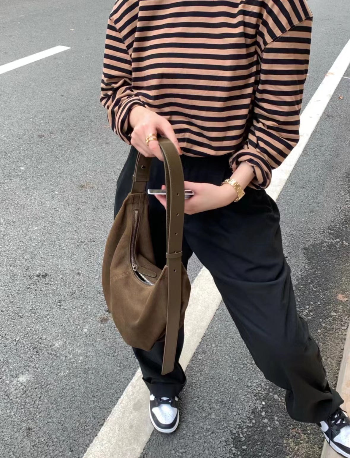 Women's Retro Leather Underarm Suede Dumpling Shoulder Bags