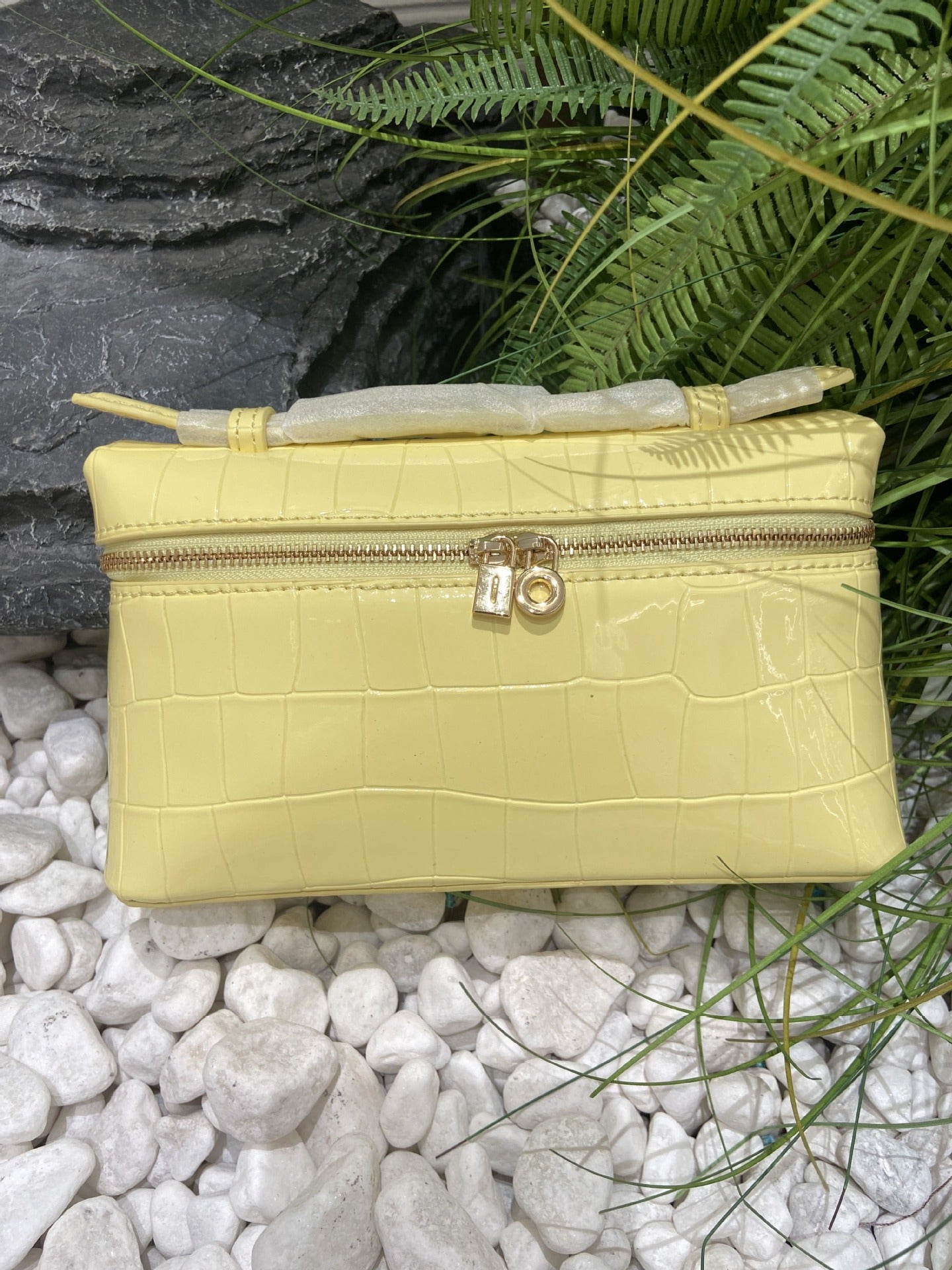 Crocodile Pattern Box Genuine Leather Lunch Shoulder Bags