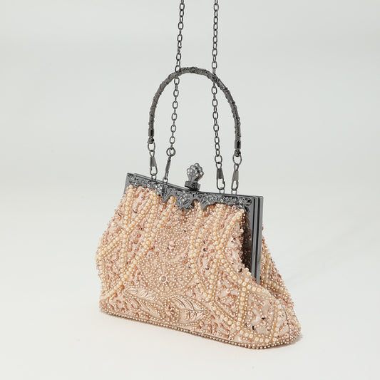 Women's Retro Handmade Pearl Embroidery Beaded Sequins Evening Bags