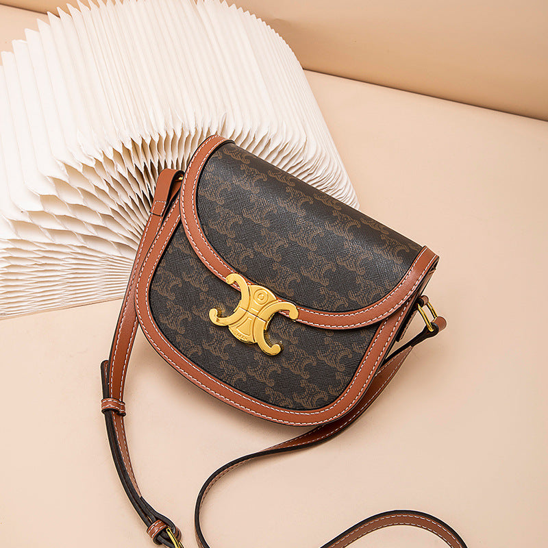 Semicircle Arc Saddle Vintage Genuine Leather Crossbody Bags