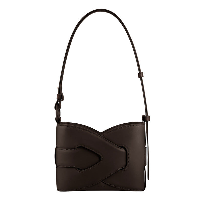 Women's High-grade Genuine Leather Geometric Design Niche Shoulder Bags