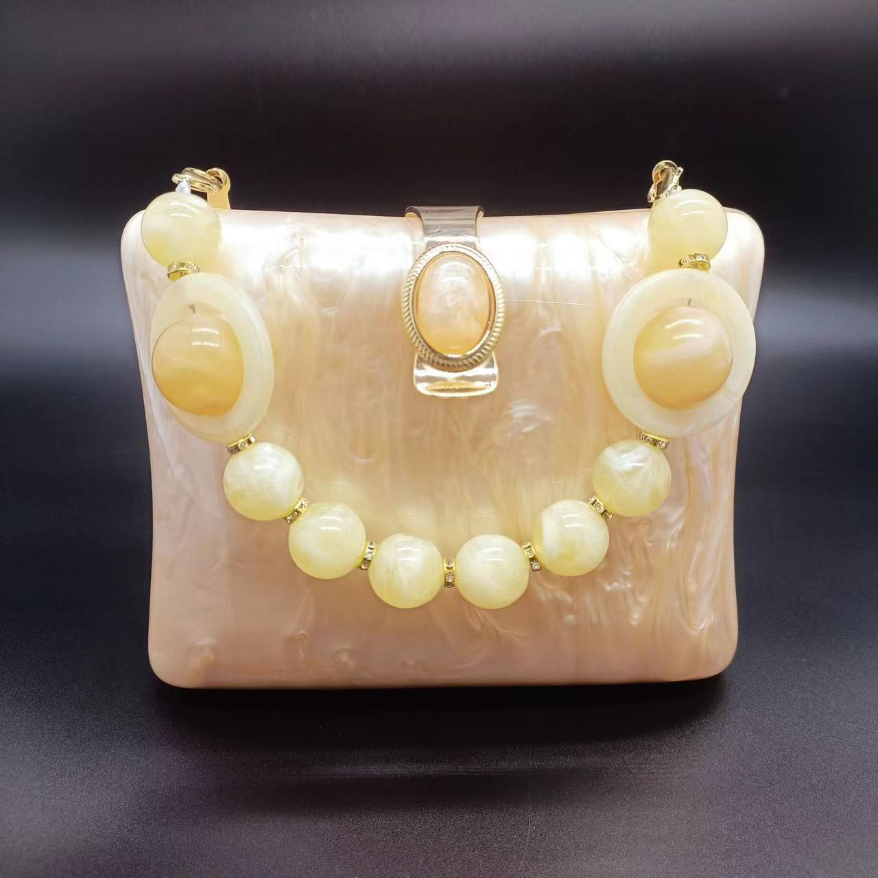 Women's Acrylic Summer Shell Plate Box Dinner Evening Bags