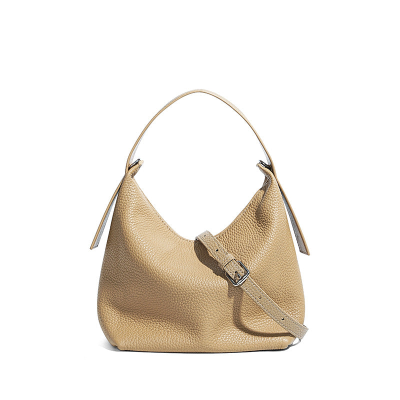Women's Solid Color Genuine Leather Commuter Large Handbags