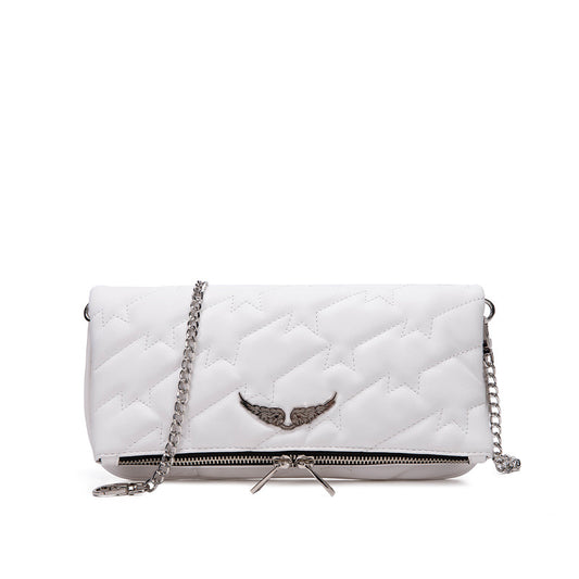 Chain Fashion Street Fold Zipper Leather Embroidered Crossbody Bags