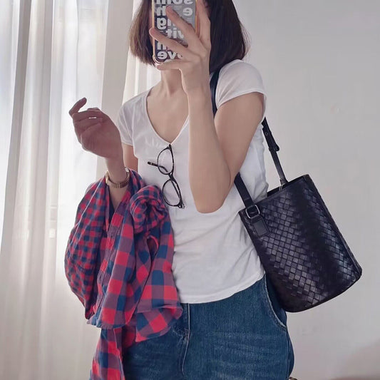 Women's Classy Genuine Leather Hand-woven Sheepskin Shoulder Bags