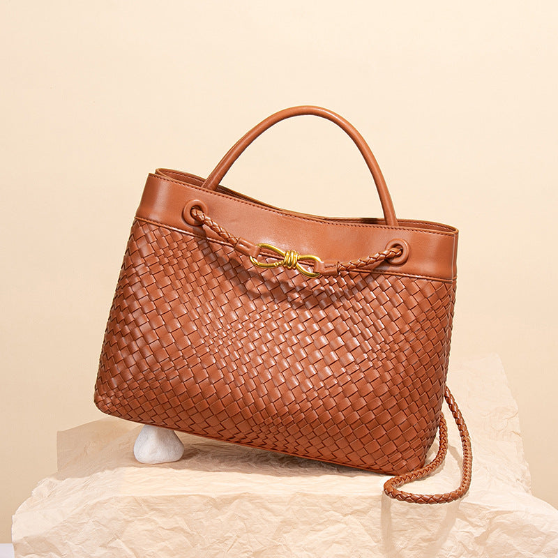 Charming Women's Portable Simple Graceful Hand-woven Tote Bags