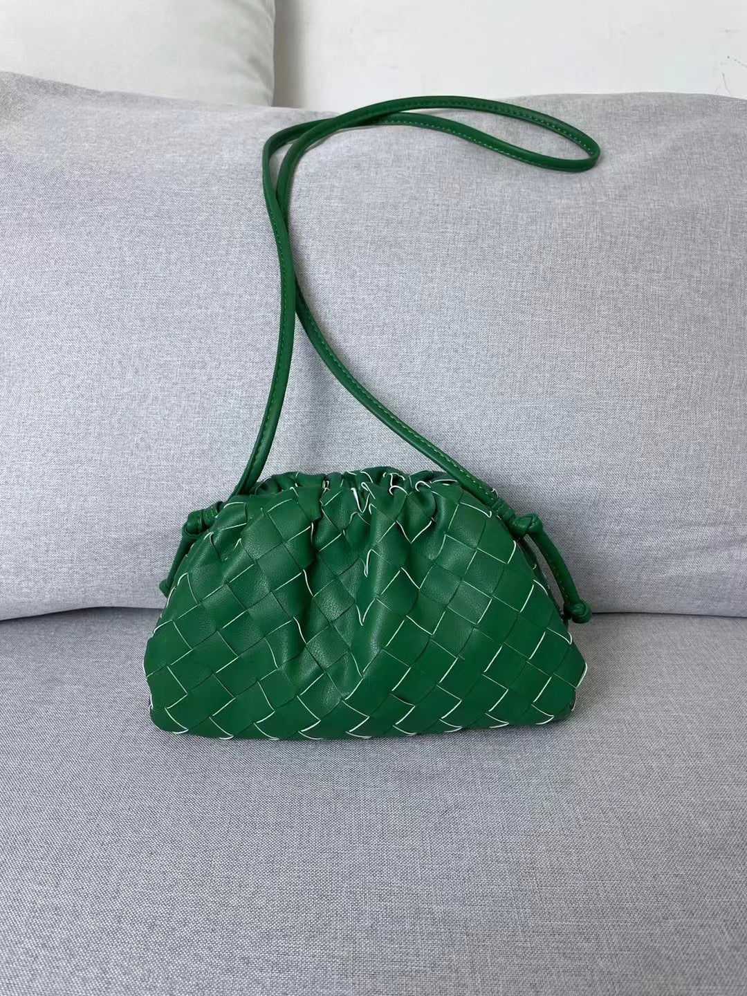 Women's Genuine Leather Cloud Cowhide Woven Xi Crossbody Bags