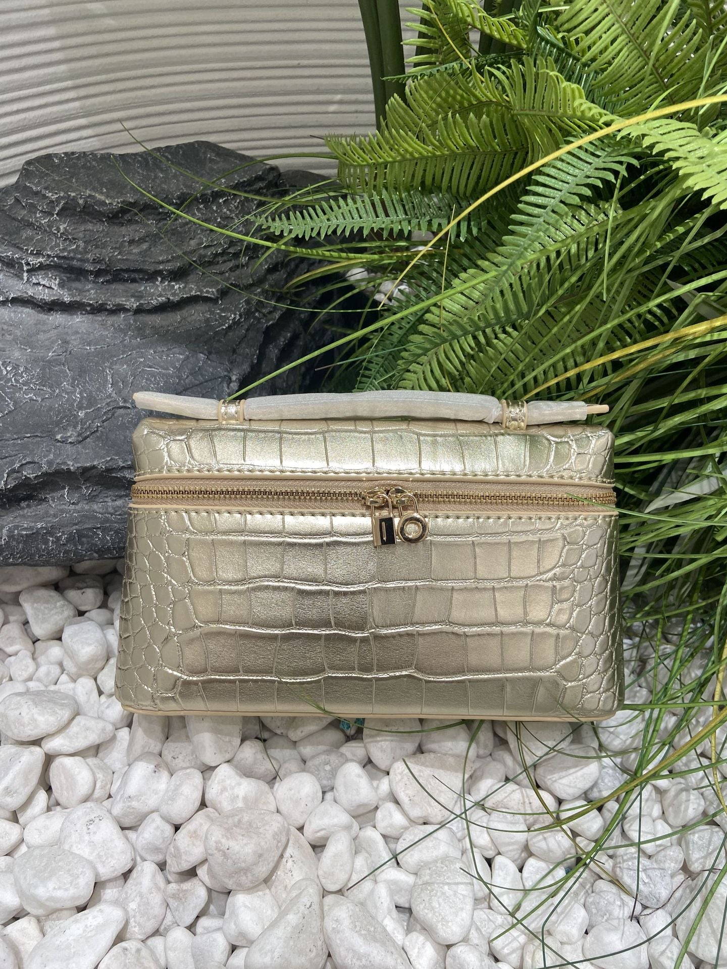 Crocodile Pattern Box Genuine Leather Lunch Shoulder Bags