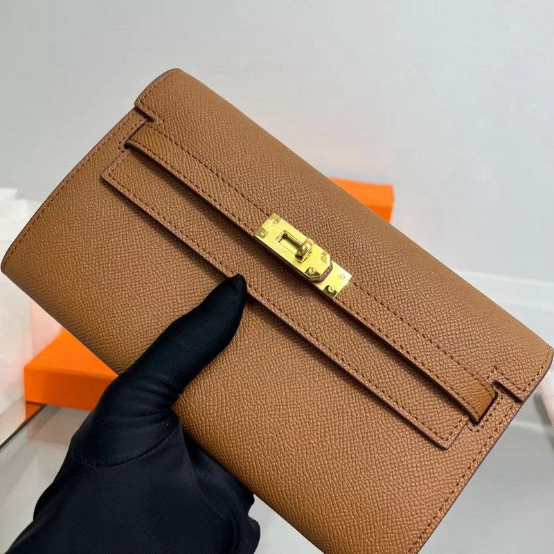 Pattern Kelly Gold Mid-length Clutch Genuine Ladies Wallets