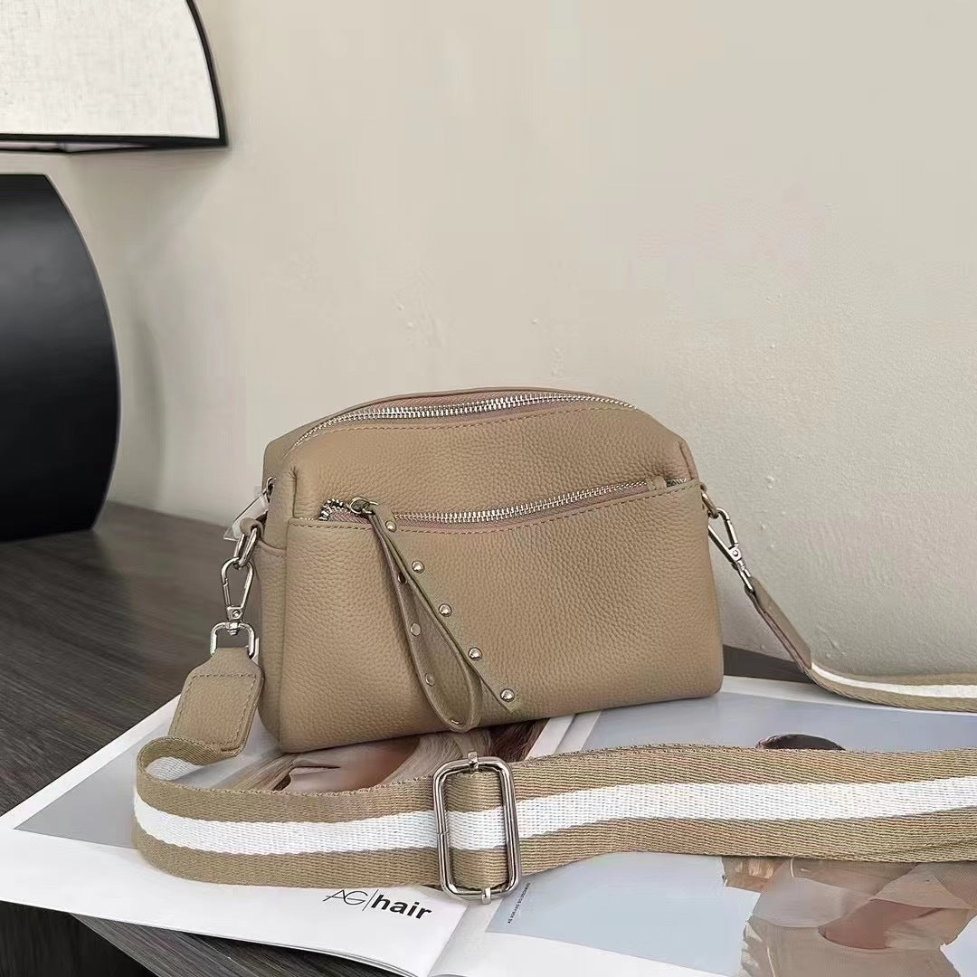 Women's Genuine Leather Wide Strap Cowhide Fashion Crossbody Bags