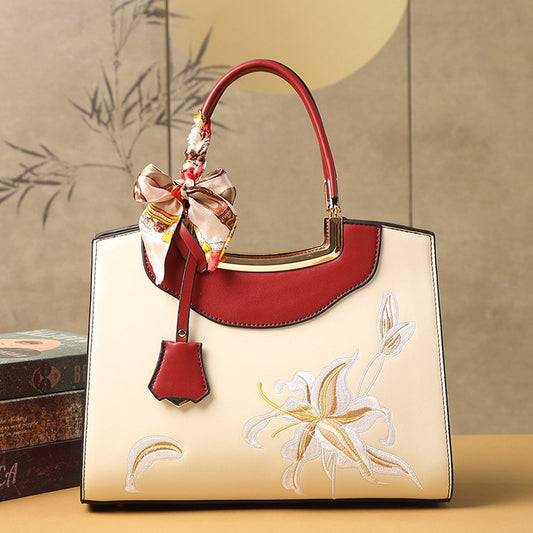 Women's Style Embroidery Mother's Large Capacity Generous Handbags