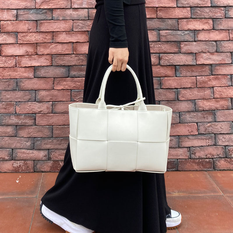 Cowhide Woven Genuine Leather Fashion Simple Tote Bags