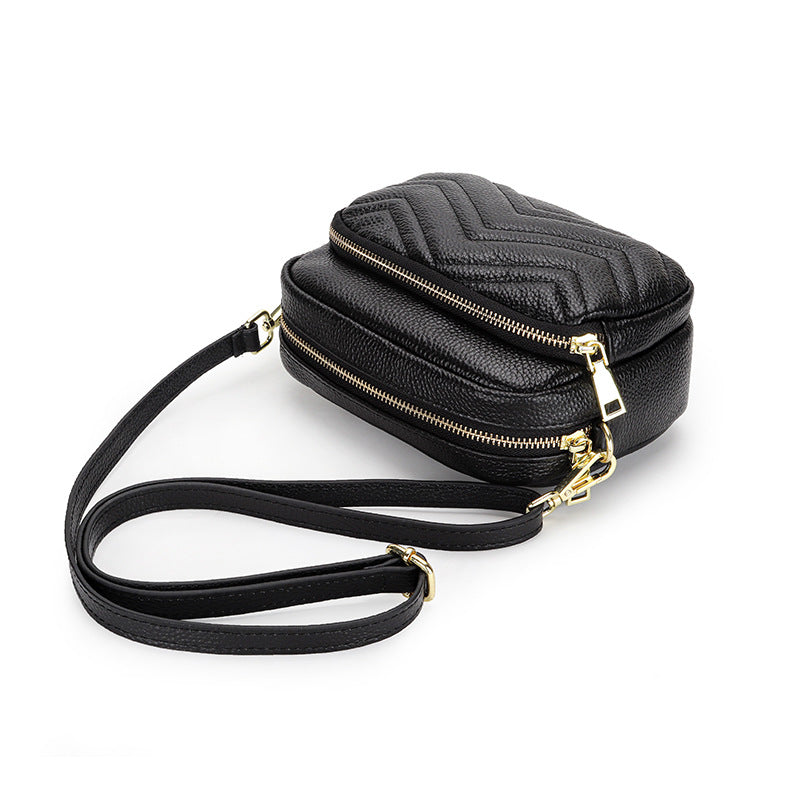 Women's Genuine Leather Korean Fashion Embroidery Soft Crossbody Bags