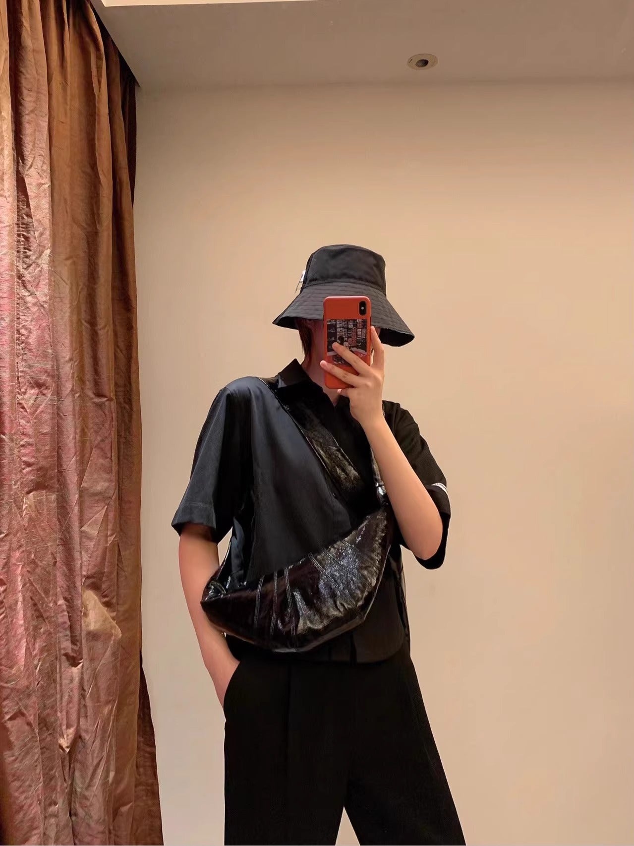 Lazy Can Be Praised Croissant Linen Crossbody Bags
