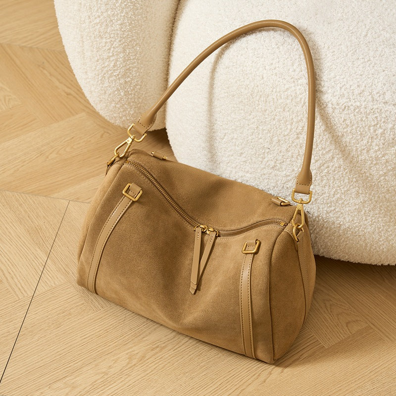 Leather Boston Pillow Large Capacity Commuter Shoulder Bags