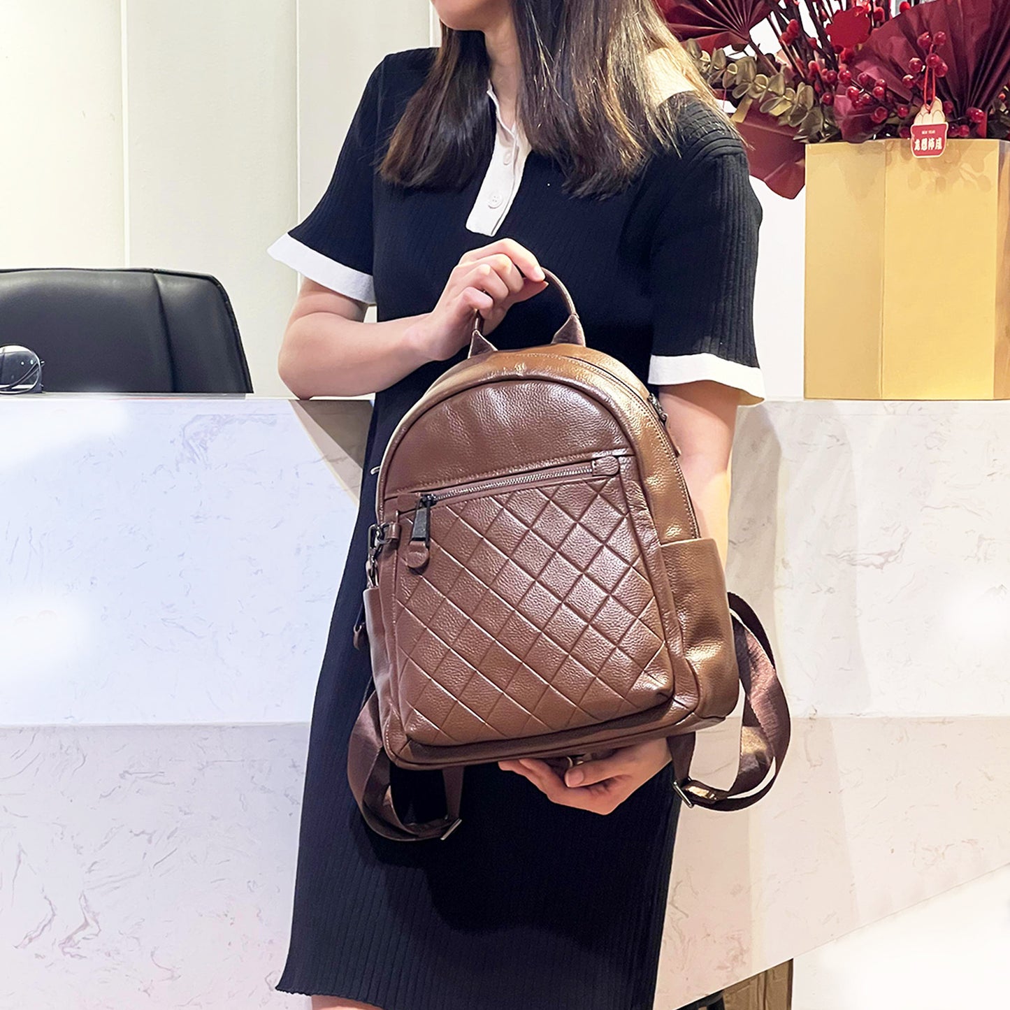 Women's First Layer Leather Genuine Fashion Large Backpacks