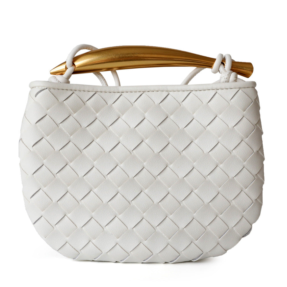Women's Woven Sardine Cowhide Niche Design Metal Bags