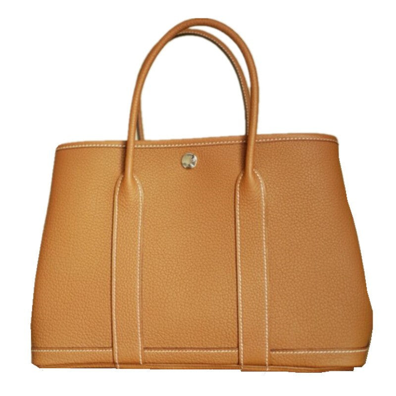 Women's Cow Leather Simplicity Portable Big Shopping Handbags