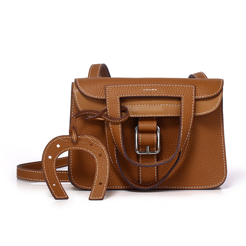 Women's One Hand Top Layer Cowhide Lychee Pattern Crossbody Bags