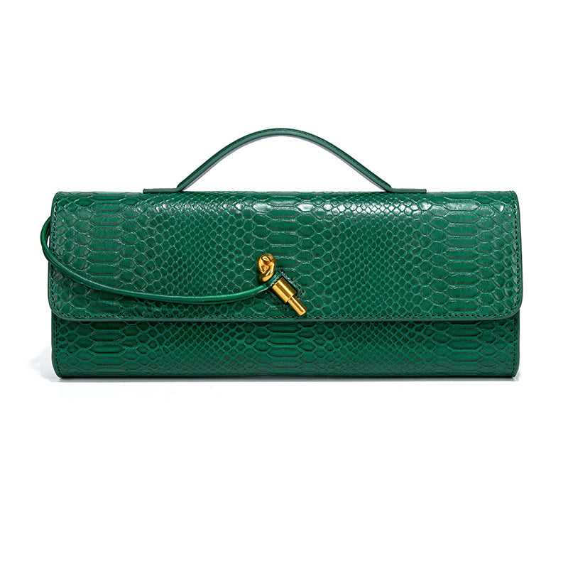 Snake Pattern Dinner Horizontal Clutch File Crossbody Bags