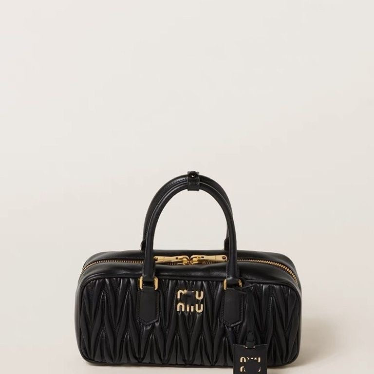 Women's Pleated Bowling Boston Portable Rhombus Bags