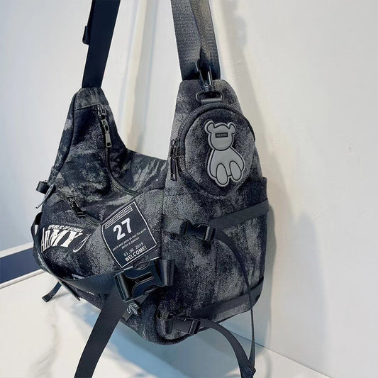 Women's Retro Denim Large Capacity Totes Versatile Crossbody Bags