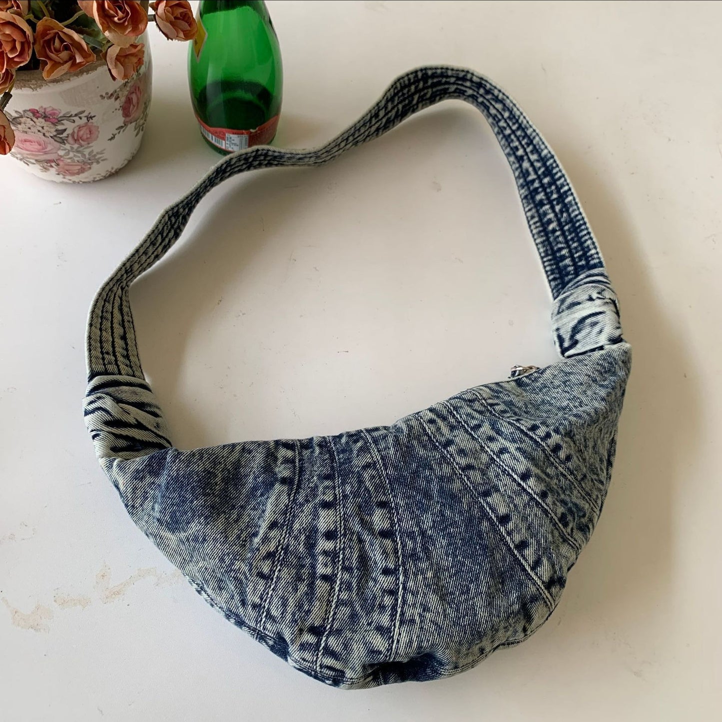 Canvas Wash Vintage Distressed Croissant Niche Bags