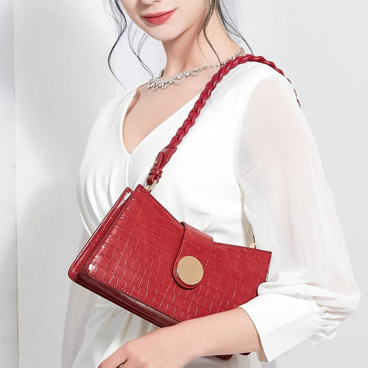 Women's Red Bride Wedding Fashion Underarm Baguette Shoulder Bags