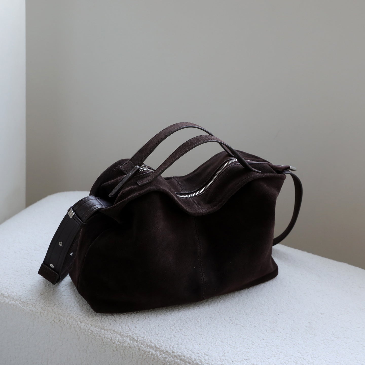 Women's Idle Style Suede Matte Cowhide Commuter Portable Handbags